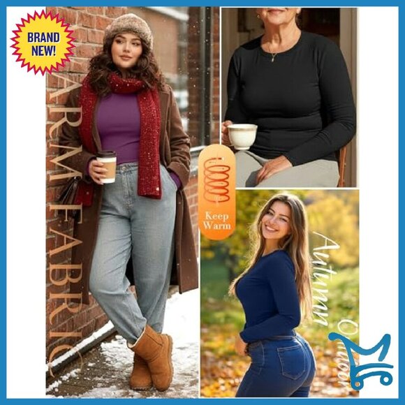 Plus Size Thermal Long Sleeve Shirts Fleece Lined Slim Fit 3 Pack - Picture 6 of 8